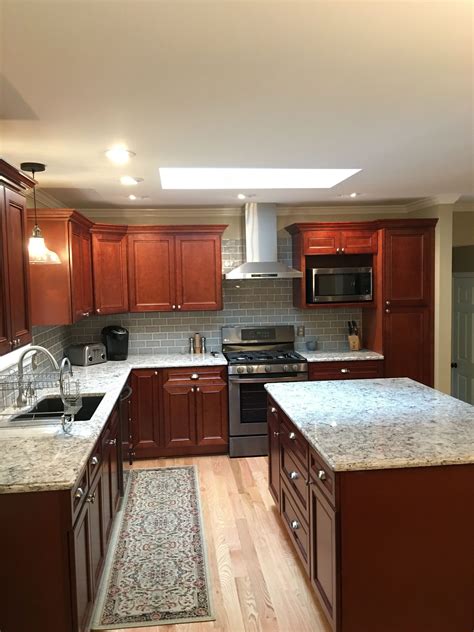 kitchen countertops for cherry cabinets